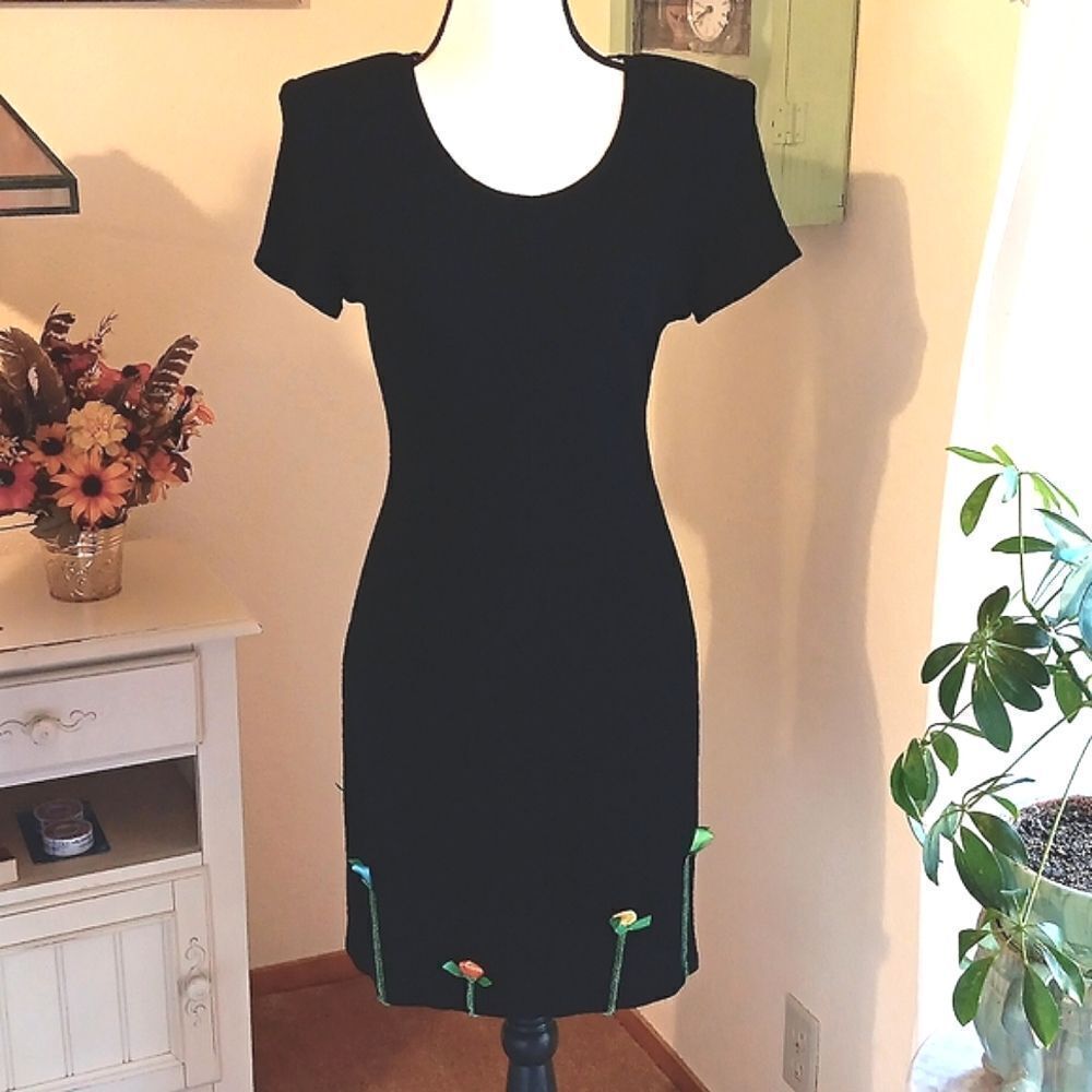 Joseph Ribkoff Knit Dress With Ribbon Flower Embellishments